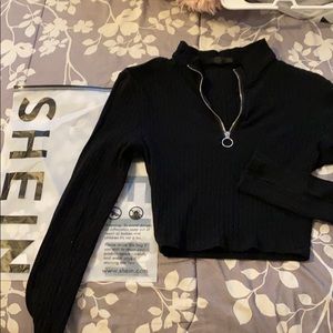 Crop top zipper long sleeve